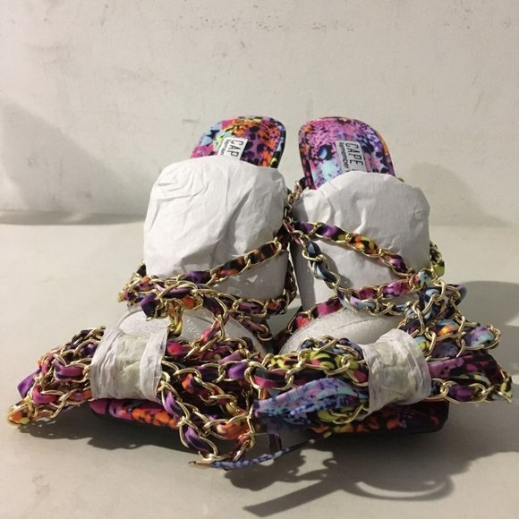 NWT CAPE ROBBIN HANI MULTI COLORED LACE UP HEELS 5.5 - Picture 11 of 16